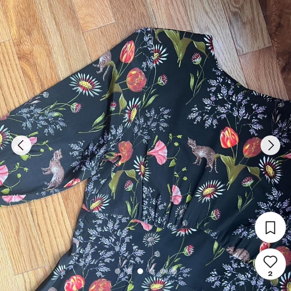 NEON ROSE FLORAL MIDI DRESS NWT - Picture 4 of 5